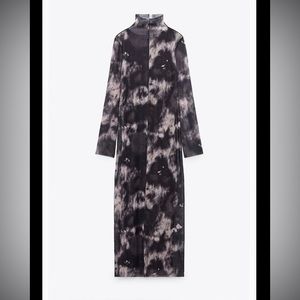 Zara printed tulle dress with high neck